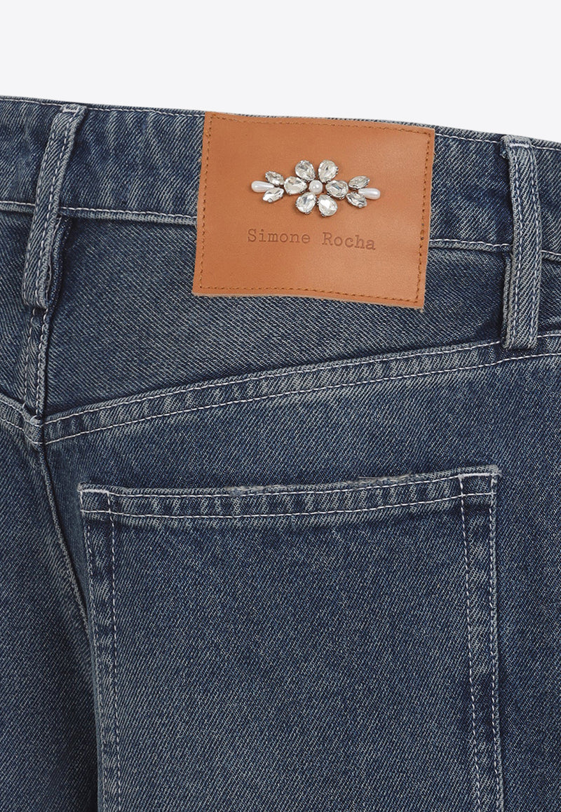 Distressed Straight-Leg Jeans