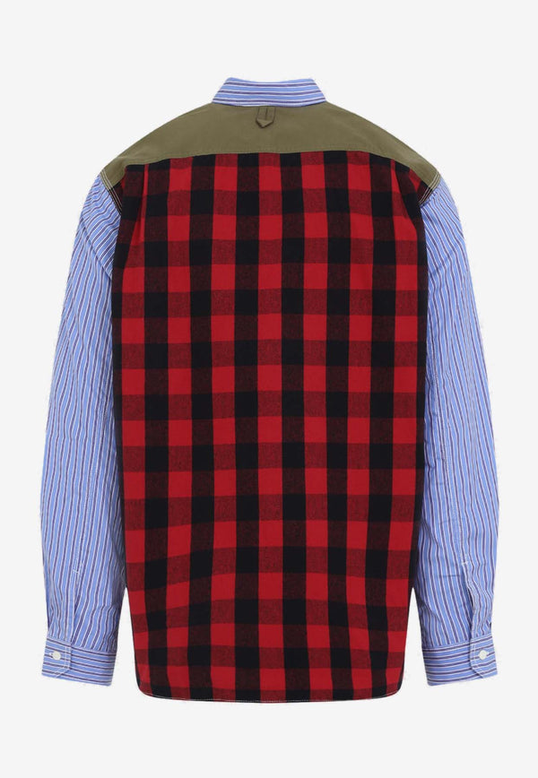 Long-Sleeved Patchwork Shirt