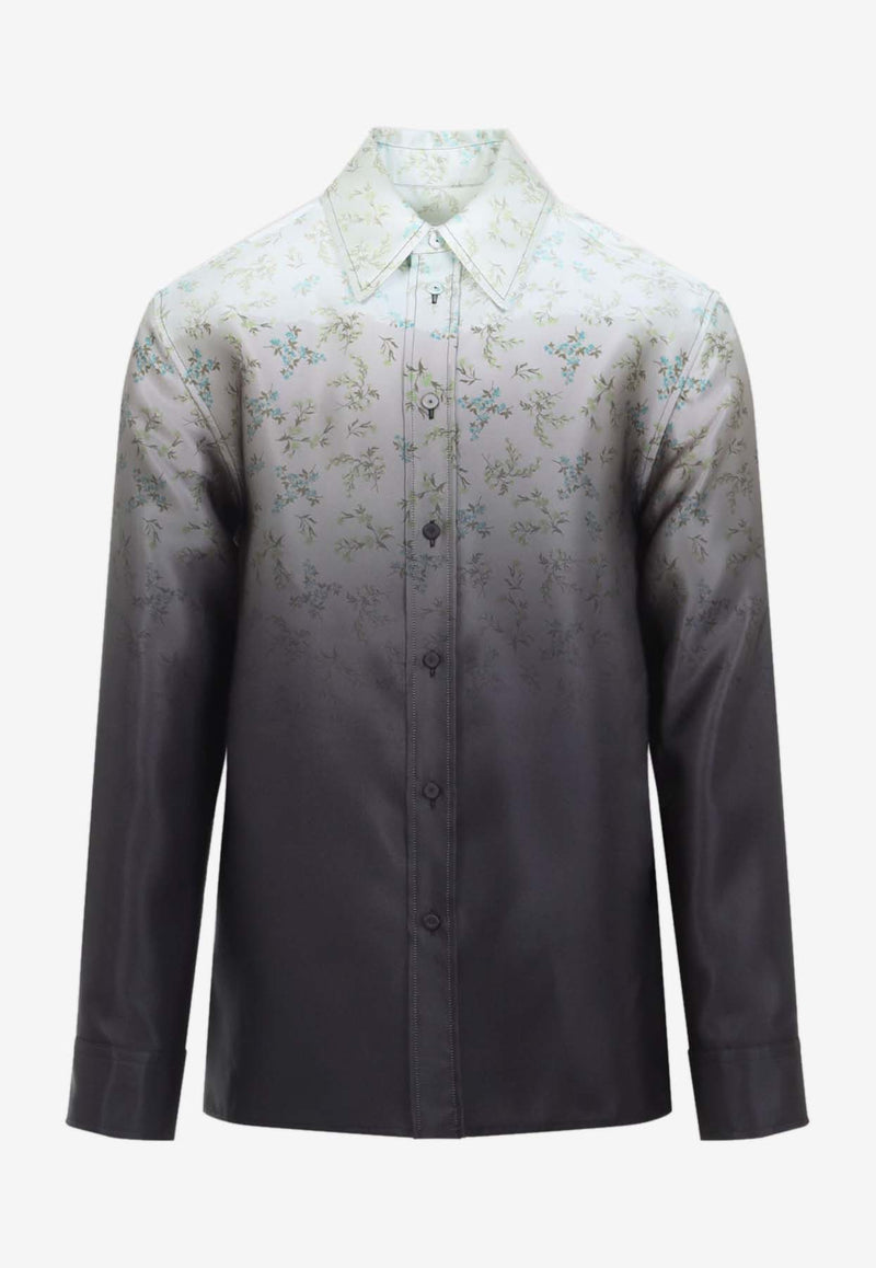 Floral Print Degrade Silk Shirt