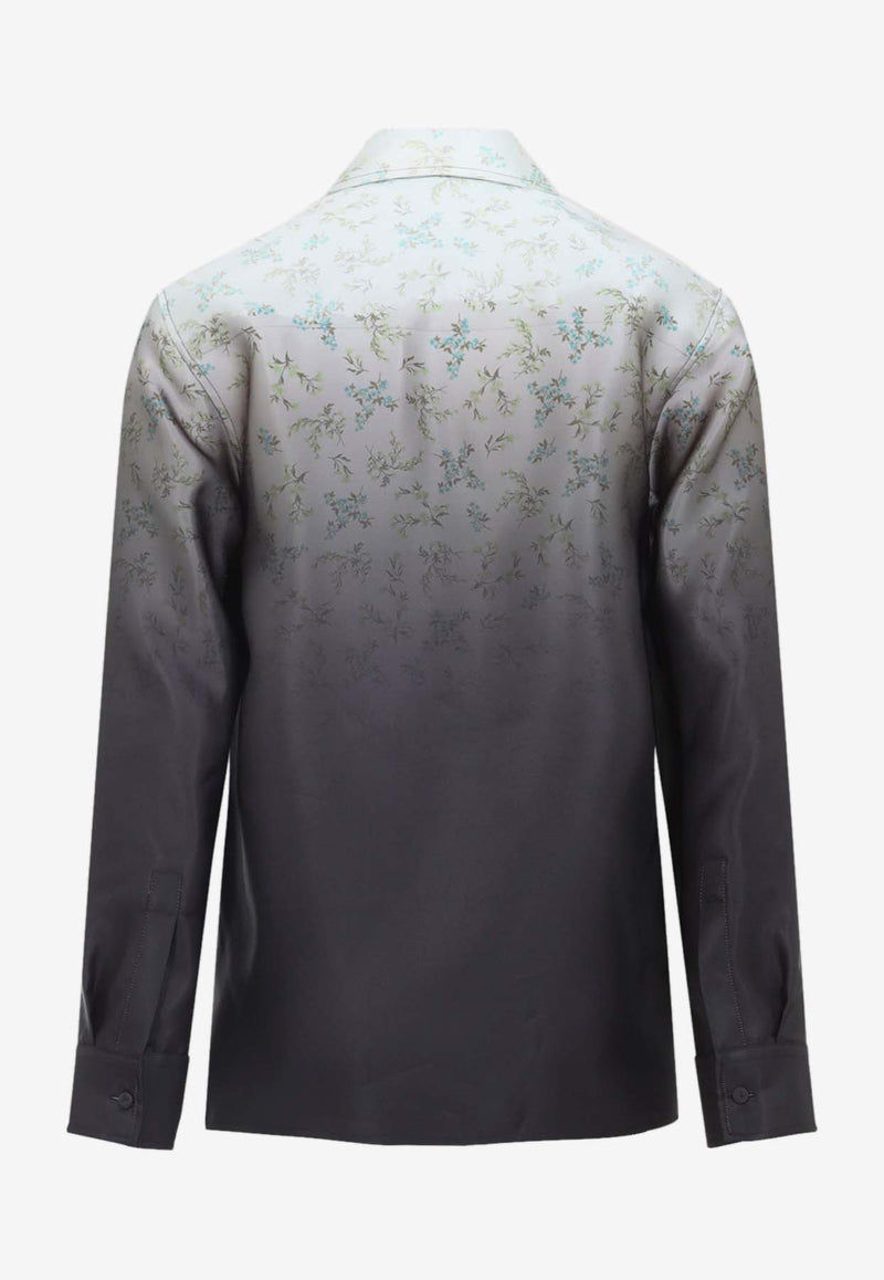 Floral Print Degrade Silk Shirt