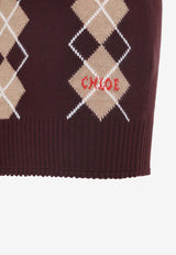 Argyle Jacquard Wool Mini Skirt