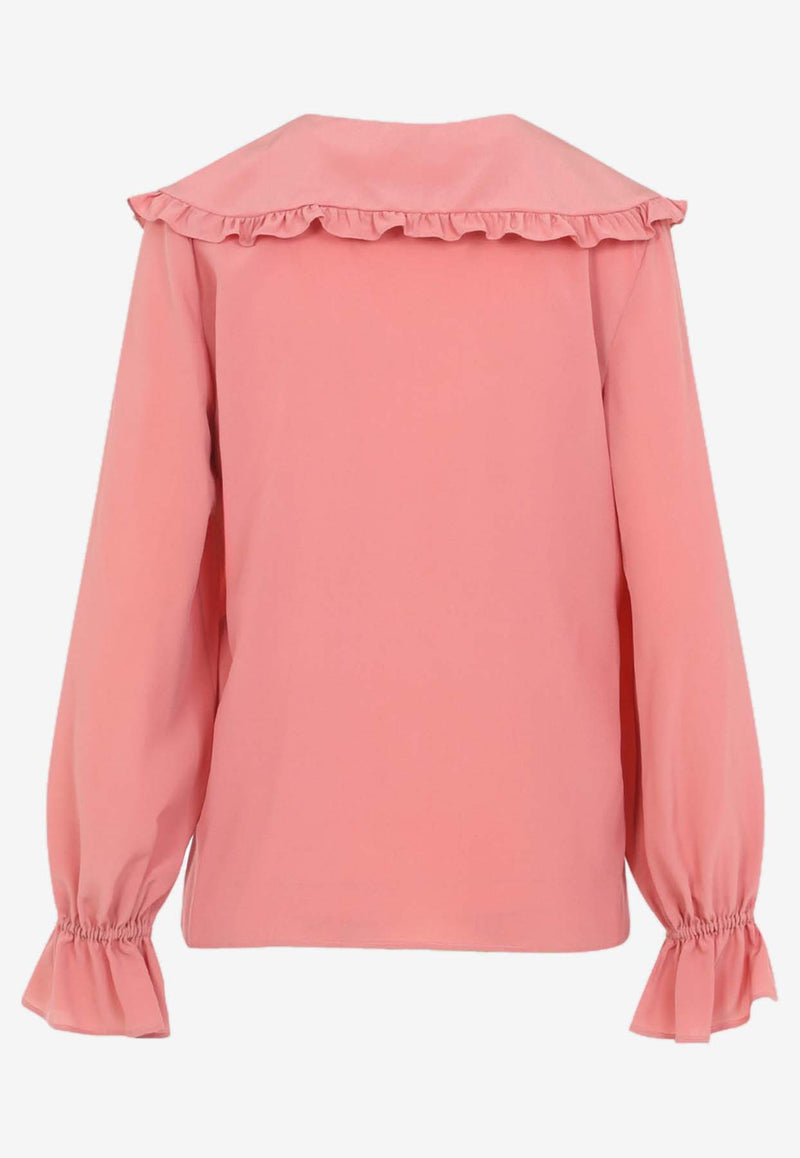 Crepe De Chine Ruffled Blouse