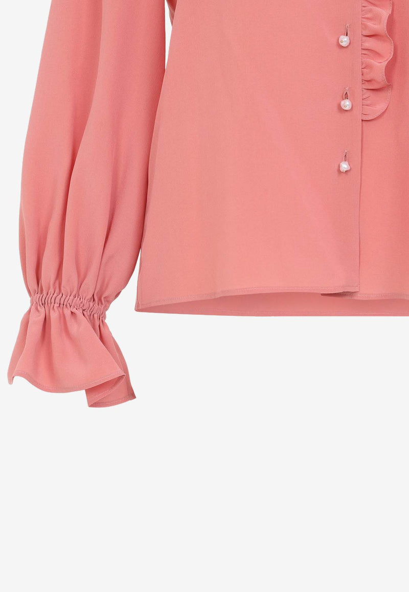 Crepe De Chine Ruffled Blouse