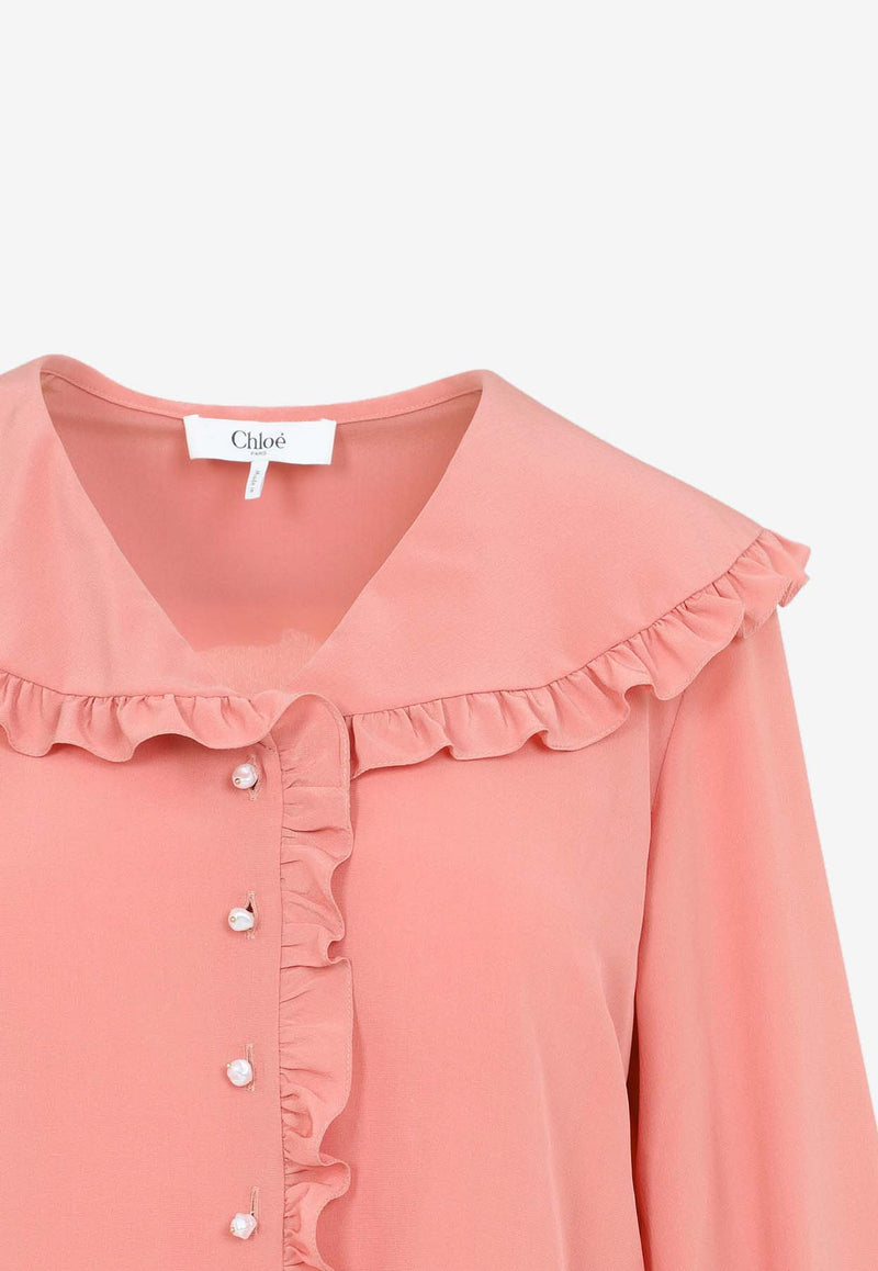 Crepe De Chine Ruffled Blouse