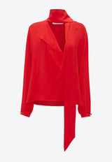 Victoria Beckham Long-Sleeved Silk Blouse Red