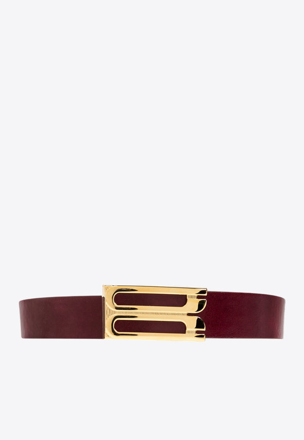 Victoria Beckham Jumbo Frame Leather Belt Burgundy 1424ABL005952ABURGUNDY