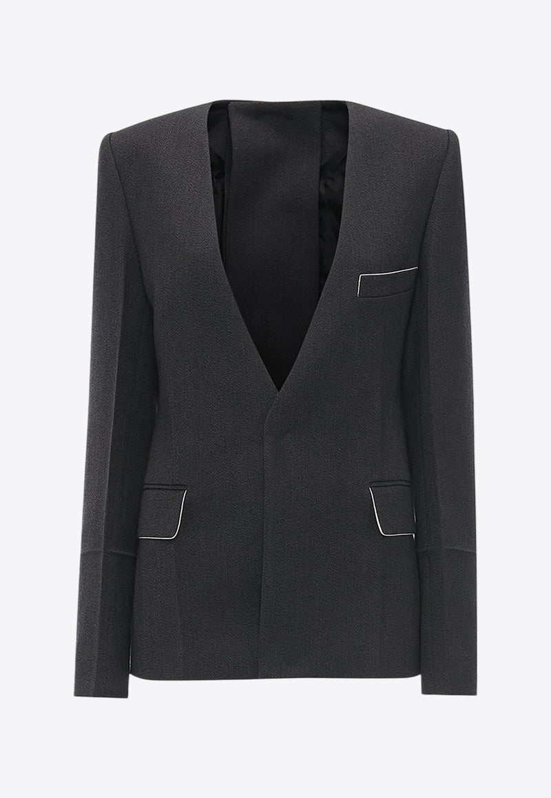 Victoria Beckham Shrunken Wrapped Wool Blazer Black 1424WJK005800ABLACK