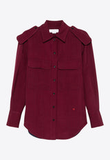 Victoria Beckham Utility Long-Sleeved Shirt Burgundy 1424WSH005863BBURGUNDY