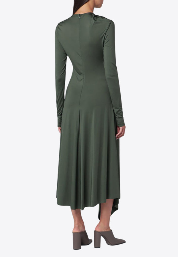 Victoria Beckham Asymmetric Draped Midi Dress with Cut-Out Green 1425JDR006789APL/R_VIBEC-OR