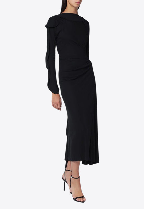 Victoria Beckham Draped Midi Dress Black 1425WDR006963AVI/R_VIBEC-BLK