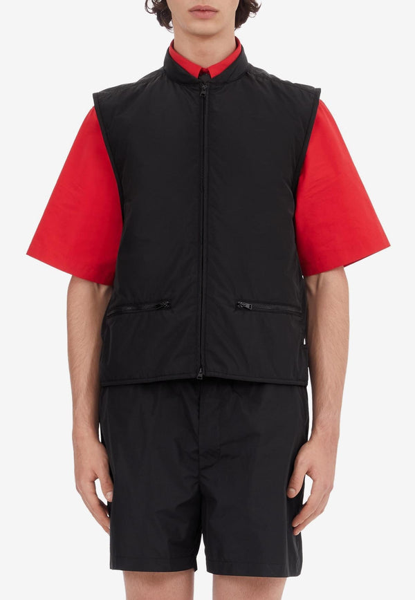 Salvatore Ferragamo Zip-Up Vest in Tech Fabric 143471 N 765145 NERO Black