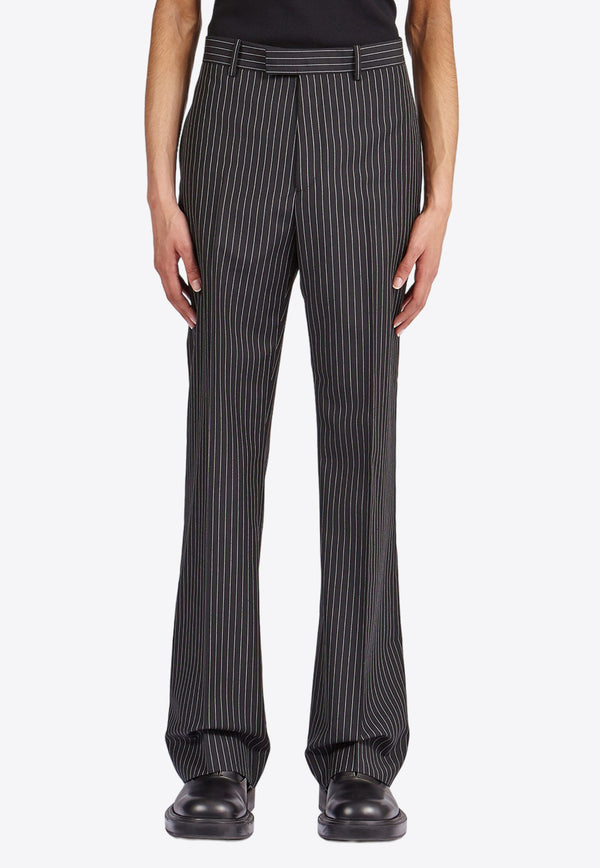 Salvatore Ferragamo Tailored Striped Pants 143665 P 770249 NERO/MASCARPONE Black