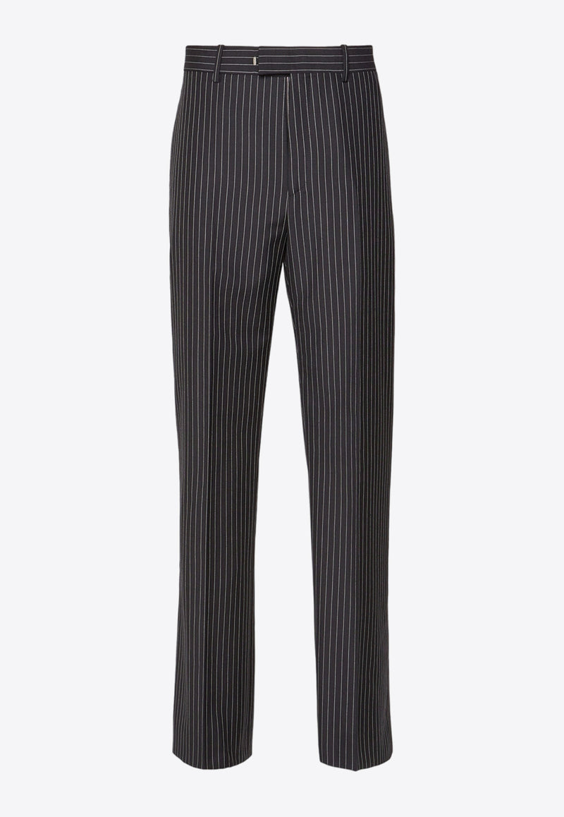 Salvatore Ferragamo Tailored Striped Pants 143665 P 770249 NERO/MASCARPONE Black