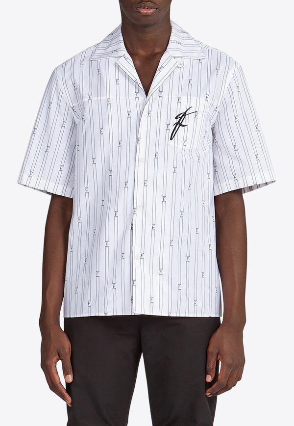 Salvatore Ferragamo Short-Sleeved Striped Shirt 143806 D 770864 OPTIC WHITE/NERO White