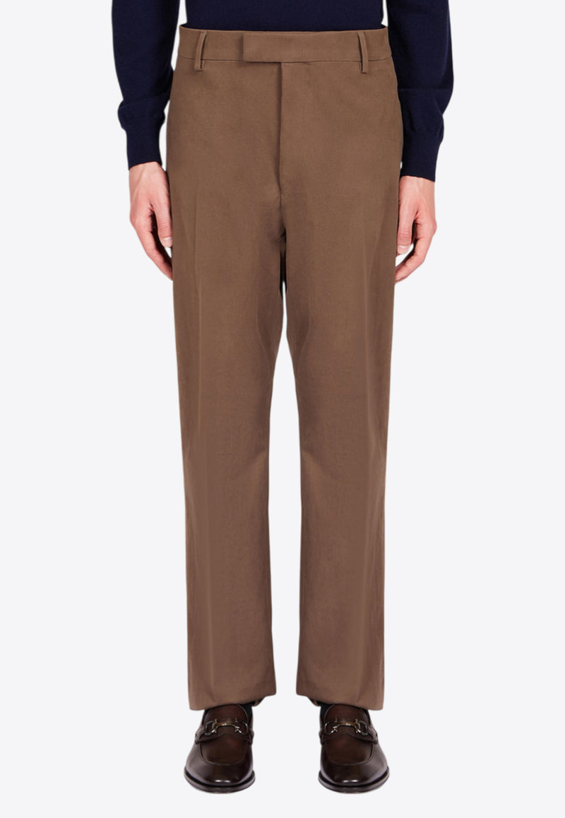 Ferragamo Tailored Straight-Leg Pants Brown 144274 P 787028 CONCRETE