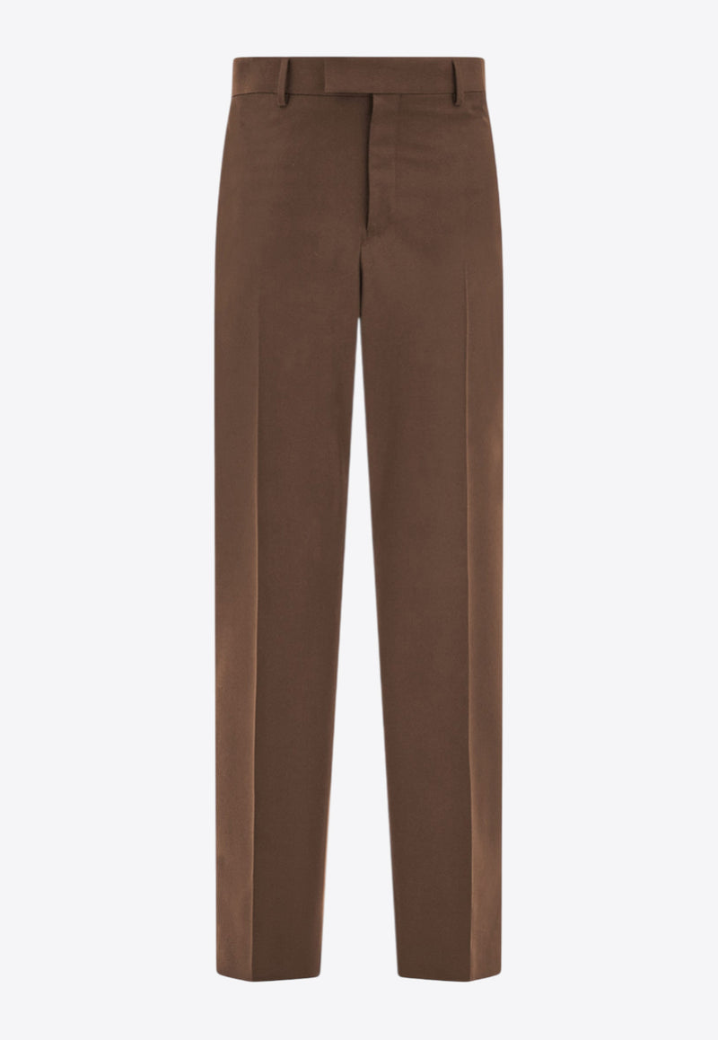 Ferragamo Tailored Straight-Leg Pants Brown 144274 P 787028 CONCRETE