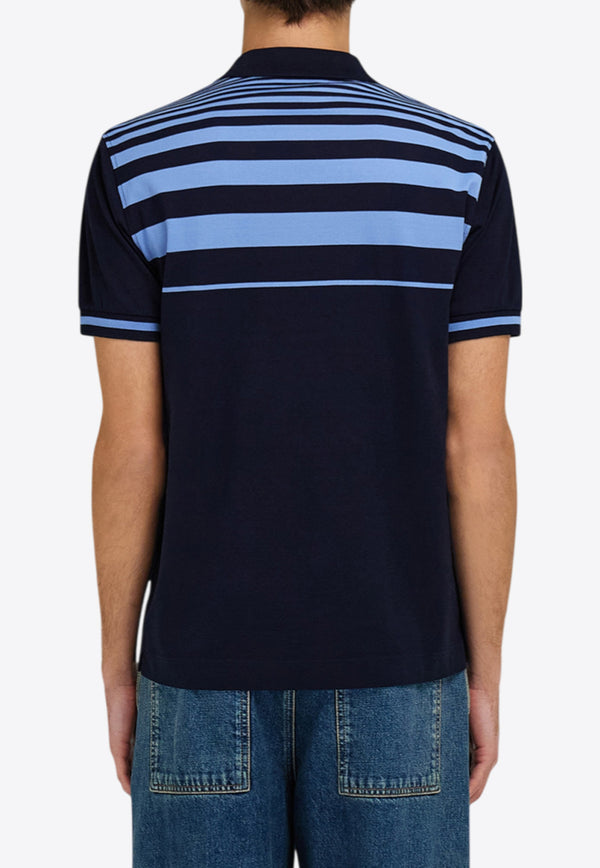Ferragamo Striped Logo Polo T-shirt Blue 144704 H 786204 NEW NAVY/BLEUET