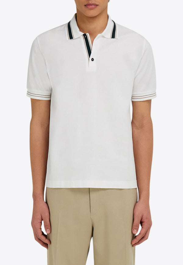 Ferragamo Short-Sleeved Polo T-shirt White 144705 H 786175 WHITE/MOSS/GINGER