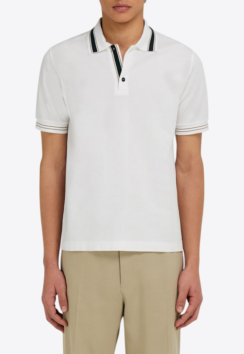 Ferragamo Short-Sleeved Polo T-shirt White 144705 H 786175 WHITE/MOSS/GINGER