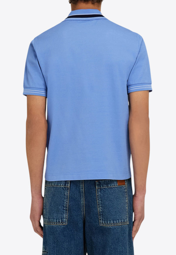 Ferragamo Short-Sleeved Polo T-shirt Blue 144705 H 786177 BLEUET/N NAVY/WHITE