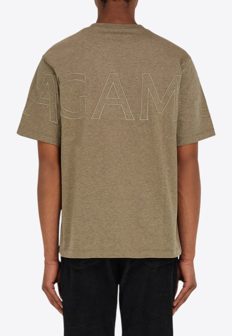 Ferragamo Embroidered Logo Outline T-shirt Brown 144769 H 783908 MAJOR BROWN
