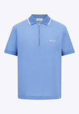 Ferragamo Half-Zip Polo T-shirt Light Blue 144797 H 786218 BLEUET/WHITE