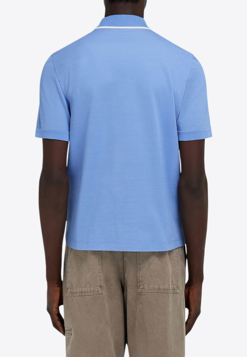 Ferragamo Half-Zip Polo T-shirt Light Blue 144797 H 786218 BLEUET/WHITE