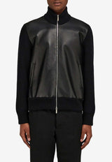 Ferragamo Wool and Leather Bomber Jacket Black 144800 B 784298 NERO