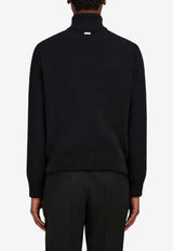 Ferragamo Wool and Leather Bomber Jacket Black 144800 B 784298 NERO