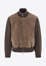 Ferragamo Bomber Jacket with Leather Insert Brown 144800 B 785964 CONCRETE