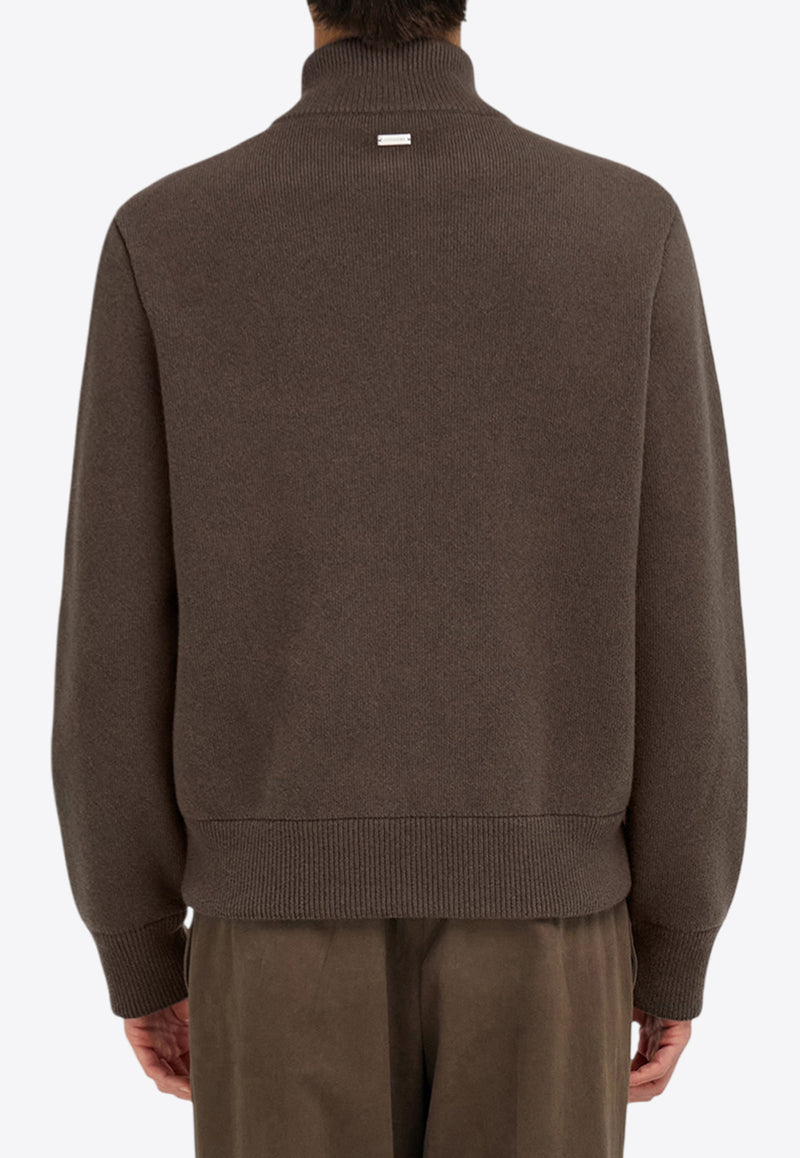 Ferragamo Bomber Jacket with Leather Insert Brown 144800 B 785964 CONCRETE