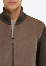 Ferragamo Bomber Jacket with Leather Insert Brown 144800 B 785964 CONCRETE