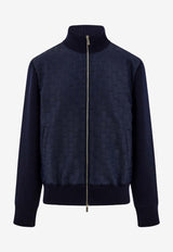 Ferragamo Gancini Jacquard Bomber Jacket Navy 144805 B 785958 NEW NAVY