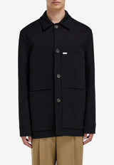 Ferragamo Wool and Cashmere Shirt Jacket Black 144810 G 788558 NERO