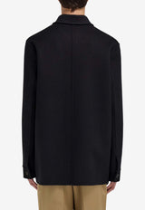 Ferragamo Wool and Cashmere Shirt Jacket Black 144810 G 788558 NERO
