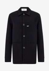 Ferragamo Wool and Cashmere Shirt Jacket Black 144810 G 788558 NERO