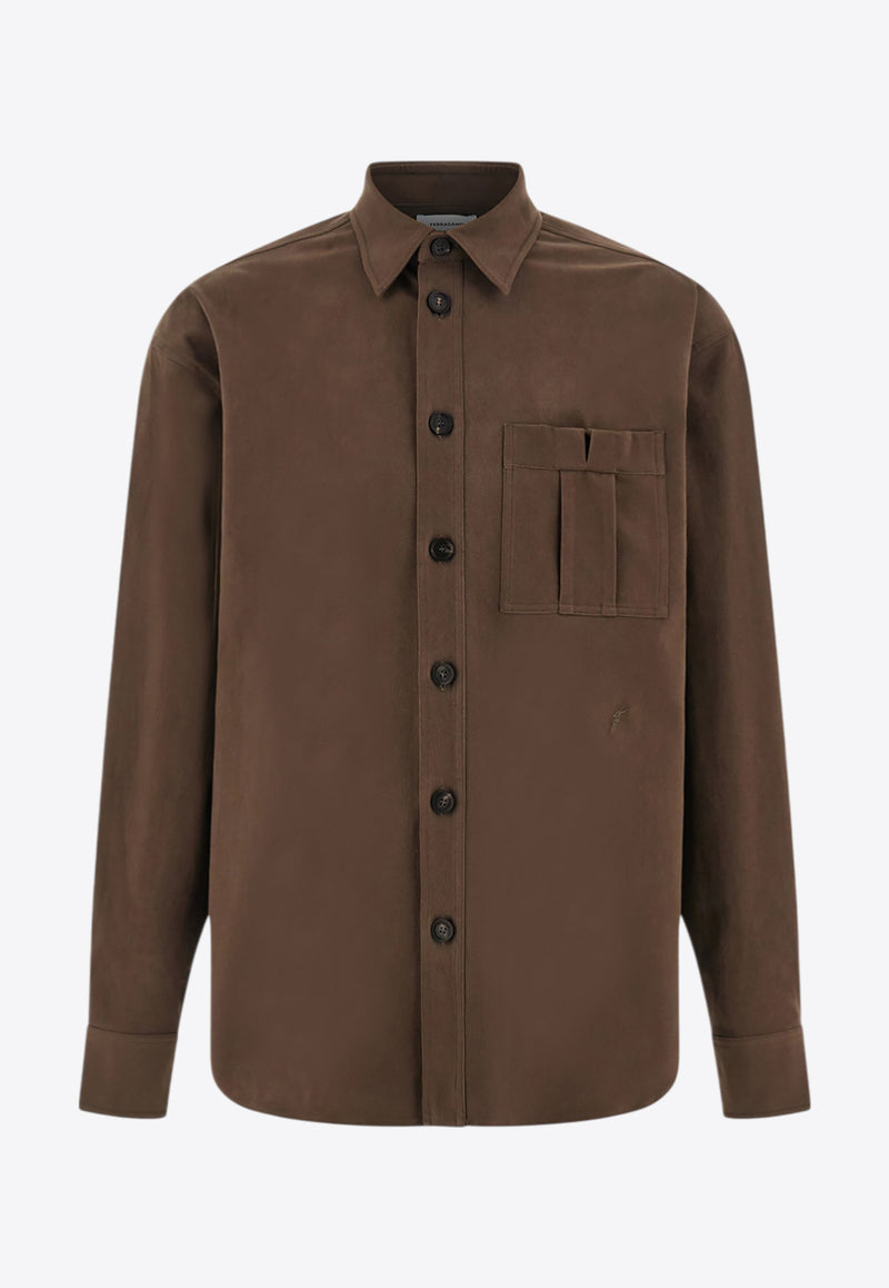 Ferragamo Oversized Button-Up Shirt Brown 144813 D 785060 CONCRETE