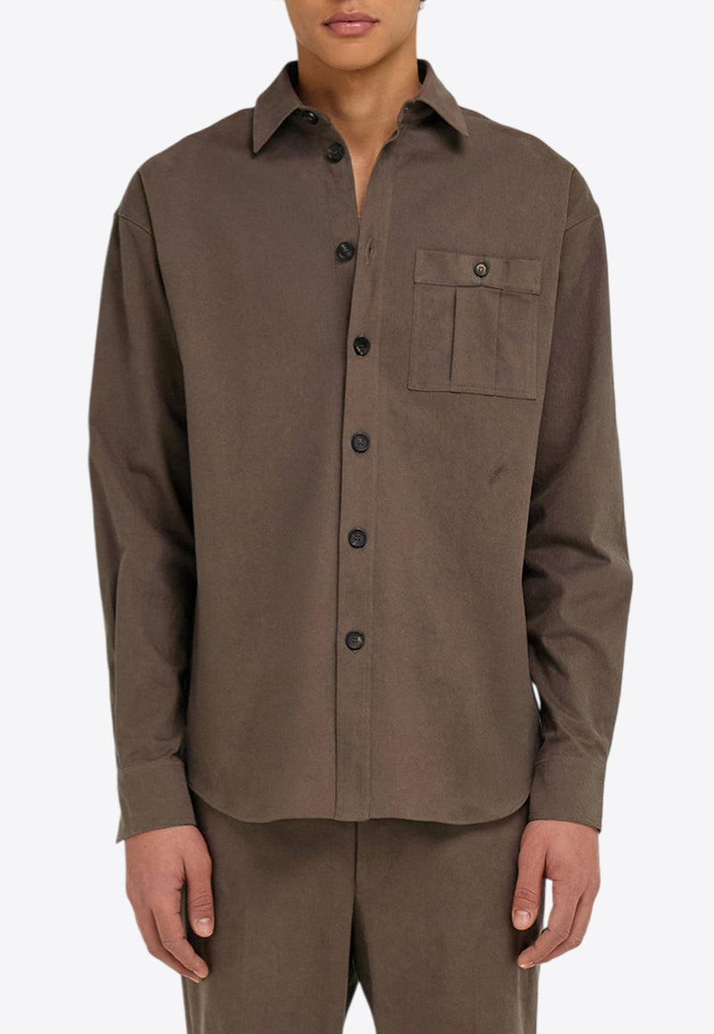 Ferragamo Oversized Button-Up Shirt Brown 144813 D 785060 CONCRETE