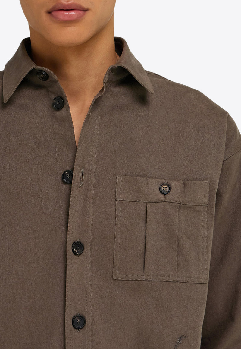 Ferragamo Oversized Button-Up Shirt Brown 144813 D 785060 CONCRETE