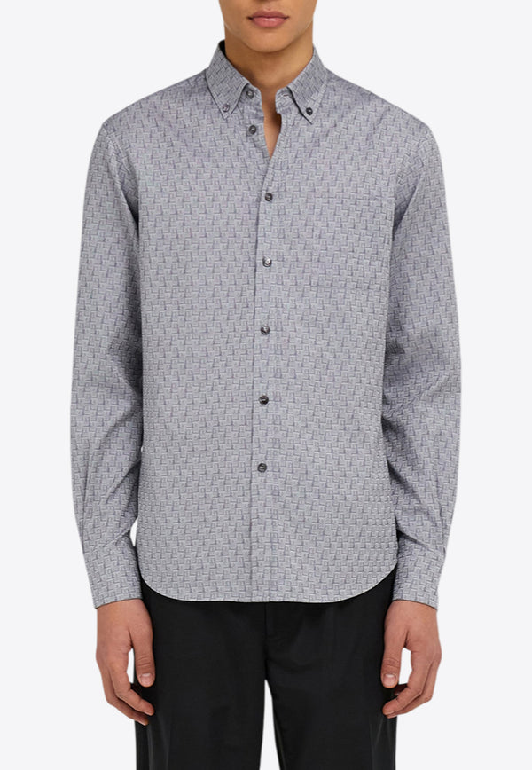 Ferragamo Logo Monogram Button-Up Shirt Gray 144831 C 785048 GRAPHITE