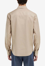 Ferragamo Gancini Jacquard Long-Sleeved Shirt Beige 144831 C 790048 SAFARI