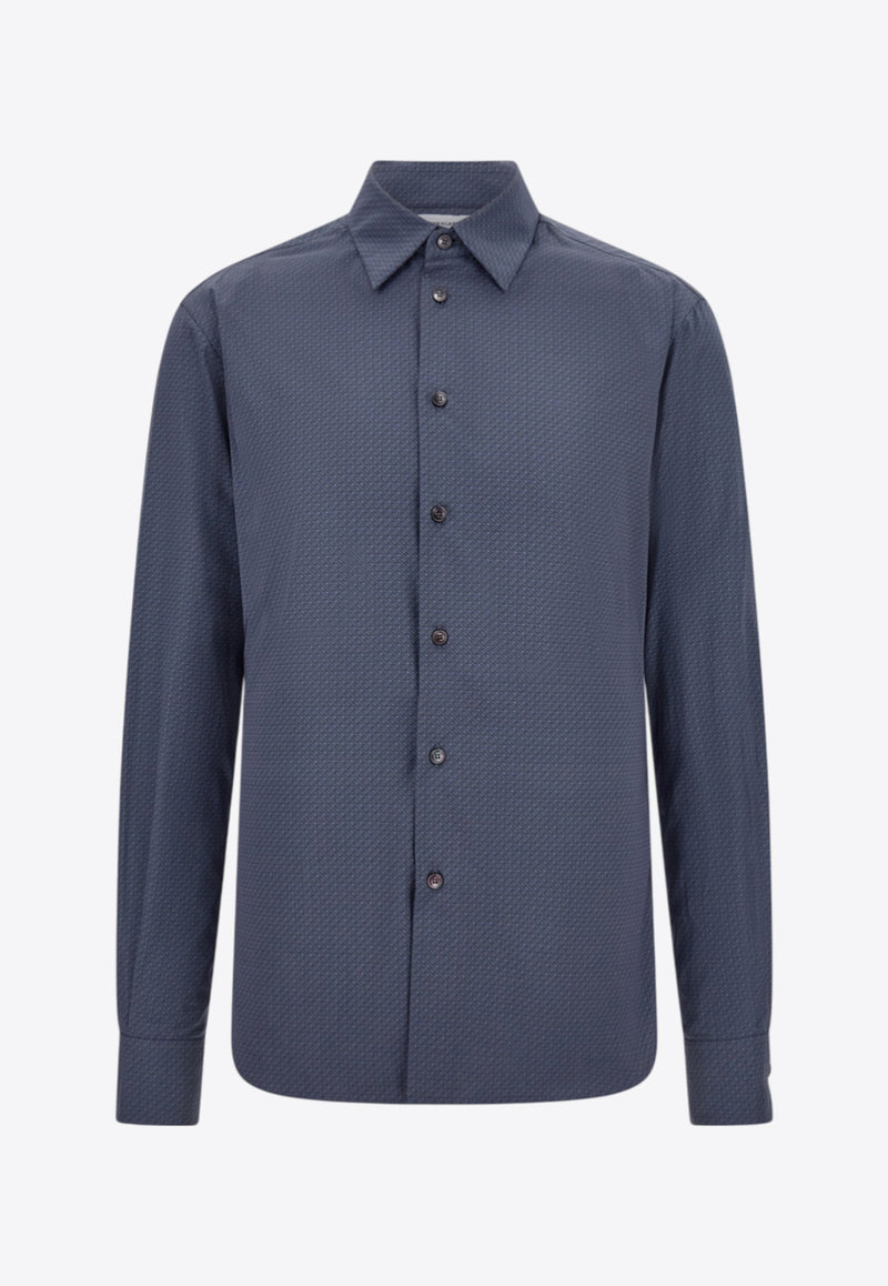 Ferragamo Micro Pattern Button-Up Shirt Graphite 144833 C 785044 GRAPHITE/FOG GRAY