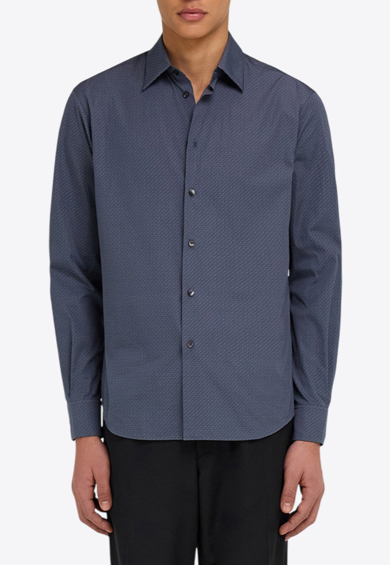Ferragamo Micro Pattern Button-Up Shirt Graphite 144833 C 785044 GRAPHITE/FOG GRAY