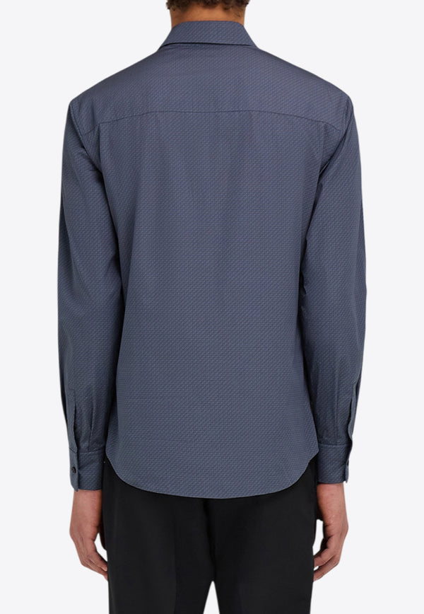 Ferragamo Micro Pattern Button-Up Shirt Graphite 144833 C 785044 GRAPHITE/FOG GRAY