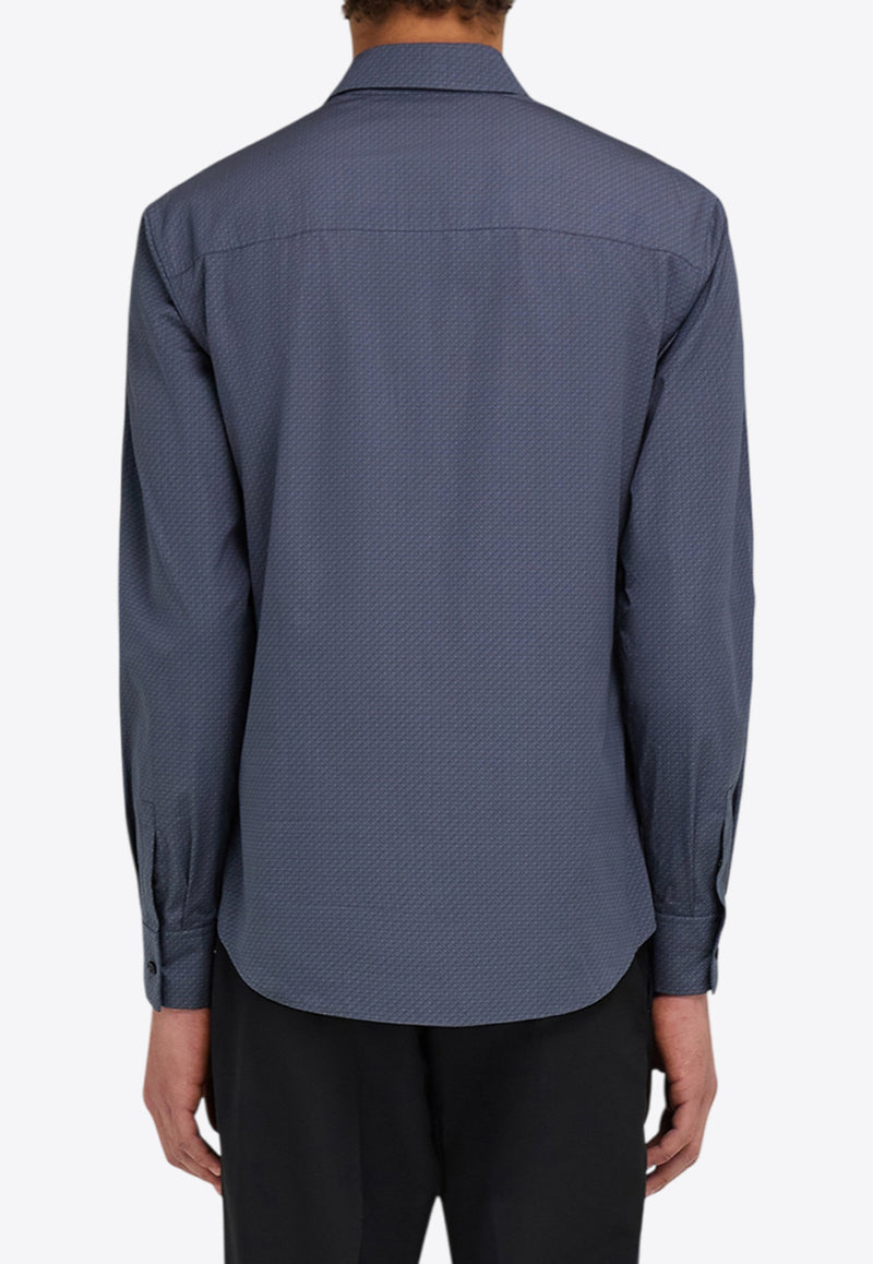 Ferragamo Micro Pattern Button-Up Shirt Graphite 144833 C 785044 GRAPHITE/FOG GRAY