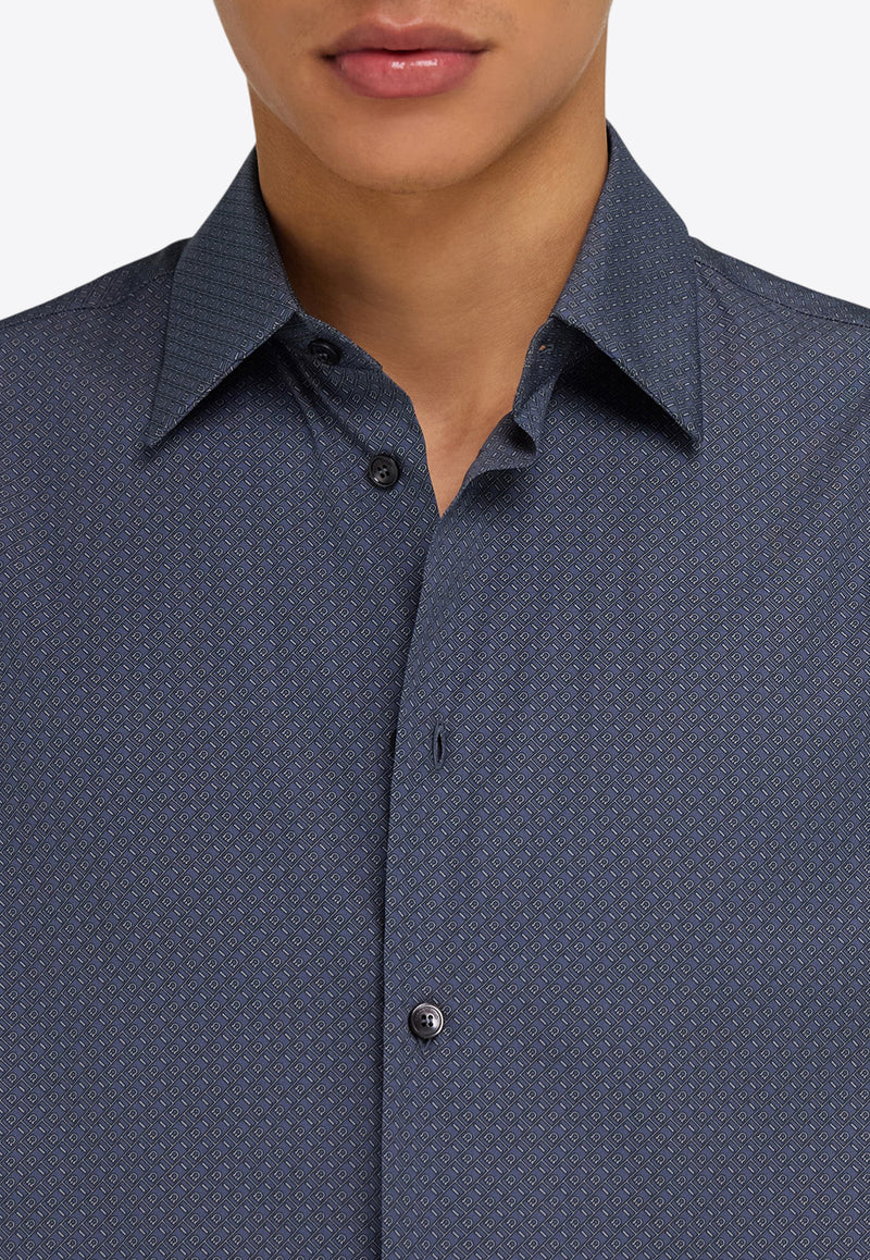 Ferragamo Micro Pattern Button-Up Shirt Graphite 144833 C 785044 GRAPHITE/FOG GRAY