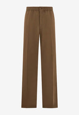Ferragamo Elastic Waistband Wool-Blend Pants Brown 144835 P 790177 NOCE
