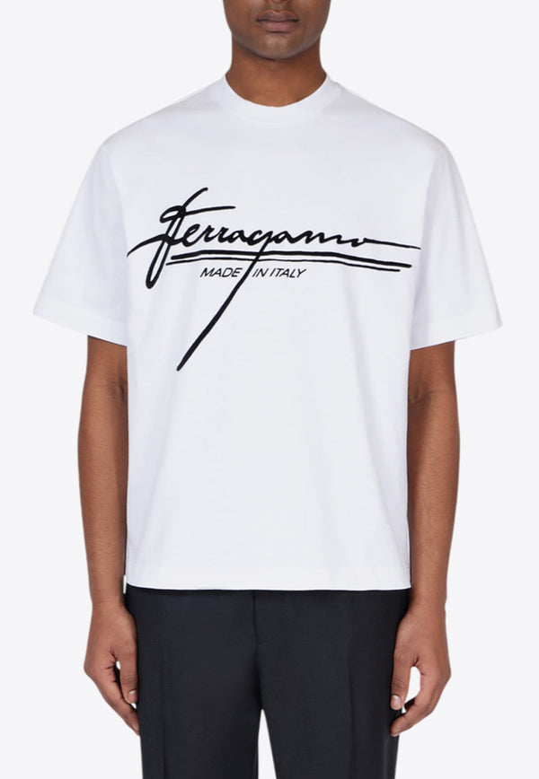 Ferragamo Signature Logo Print T-shirt White 144859 H 786470 BIANCO