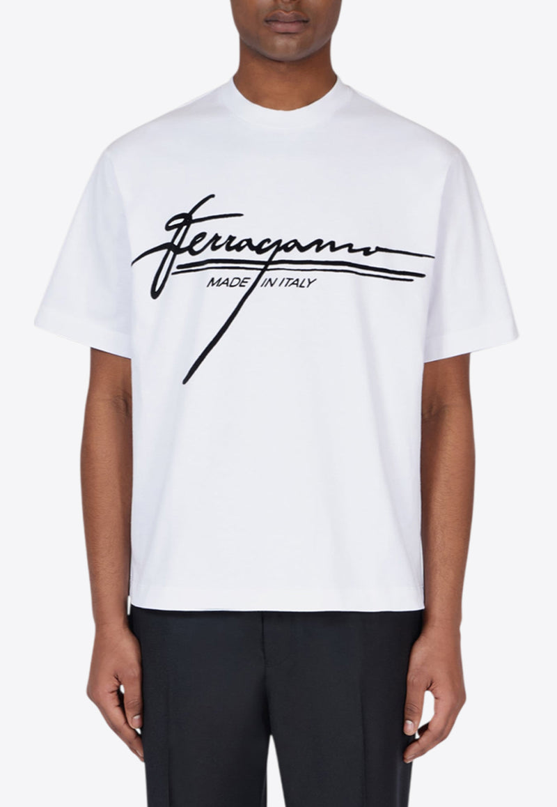 Ferragamo Signature Logo Print T-shirt White 144859 H 786470 BIANCO
