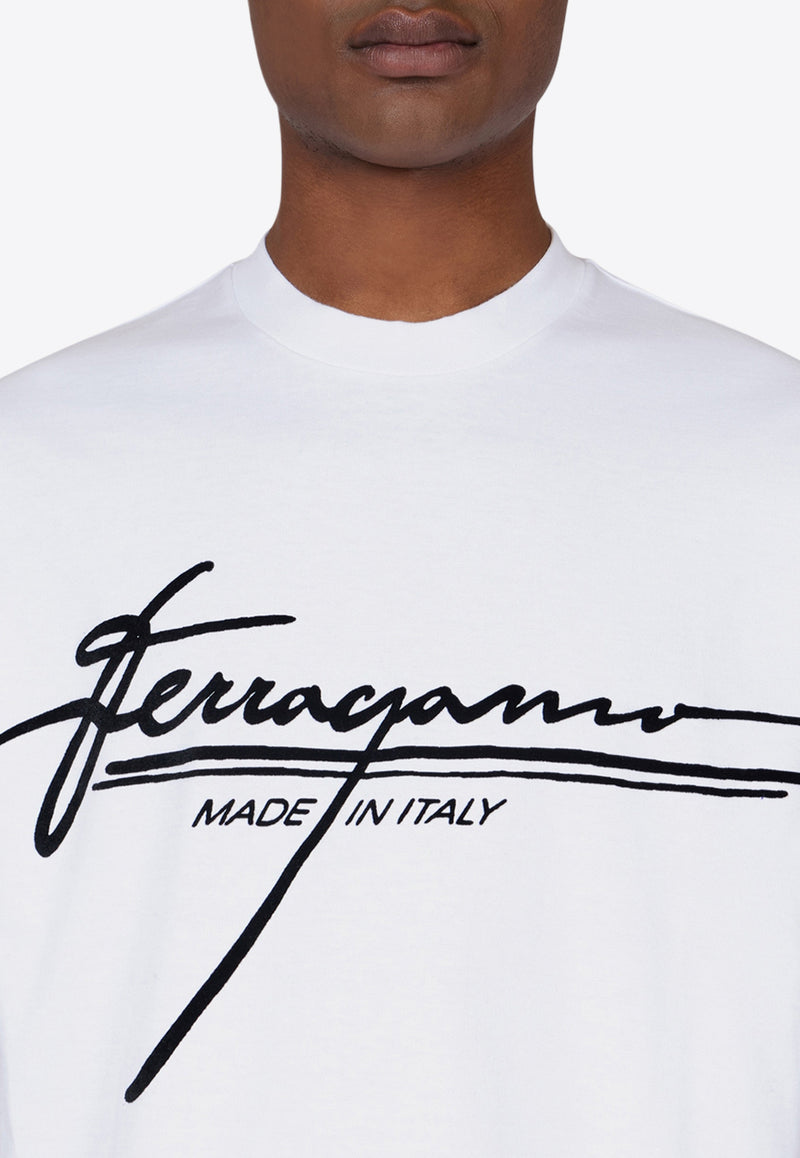 Ferragamo Signature Logo Print T-shirt White 144859 H 786470 BIANCO